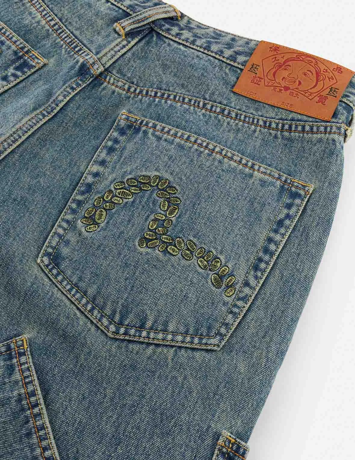 EVISU X F-LAGSTUF-F Dirty Washed and Embroideried Multi-Pocket Relax Fit Denim Jeans sold by Evisu product image thumbnail 3