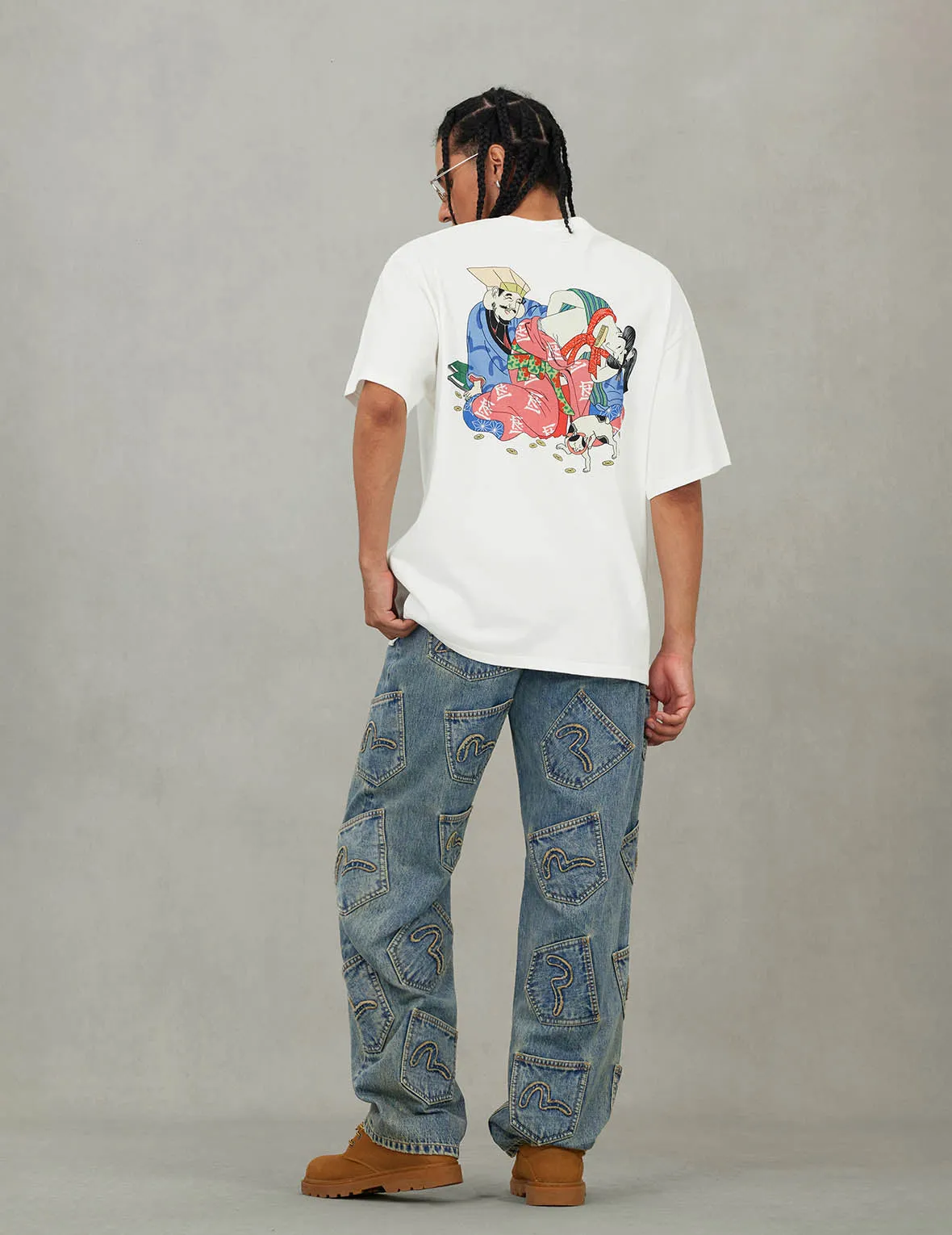 EVISU X F-LAGSTUF-F Dirty Washed and Embroideried Multi-Pocket Relax Fit Denim Jeans sold by Evisu product image thumbnail 5