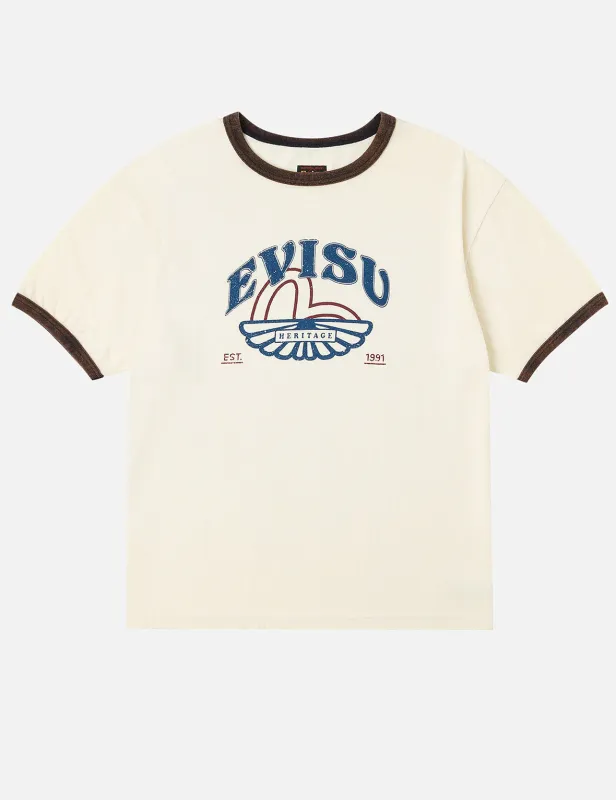Washed Seagull and Logo Print Regular Fit Ringer T-shirt sold by Evisu