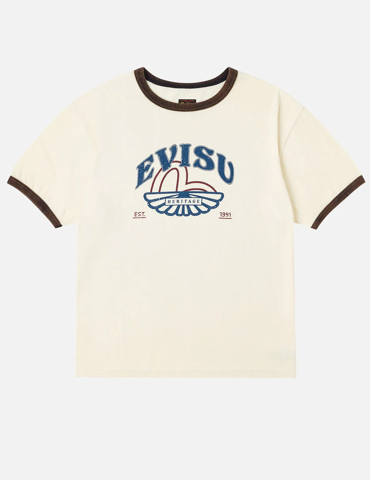Washed Seagull and Logo Print Regular Fit Ringer T-shirt sold by Evisu