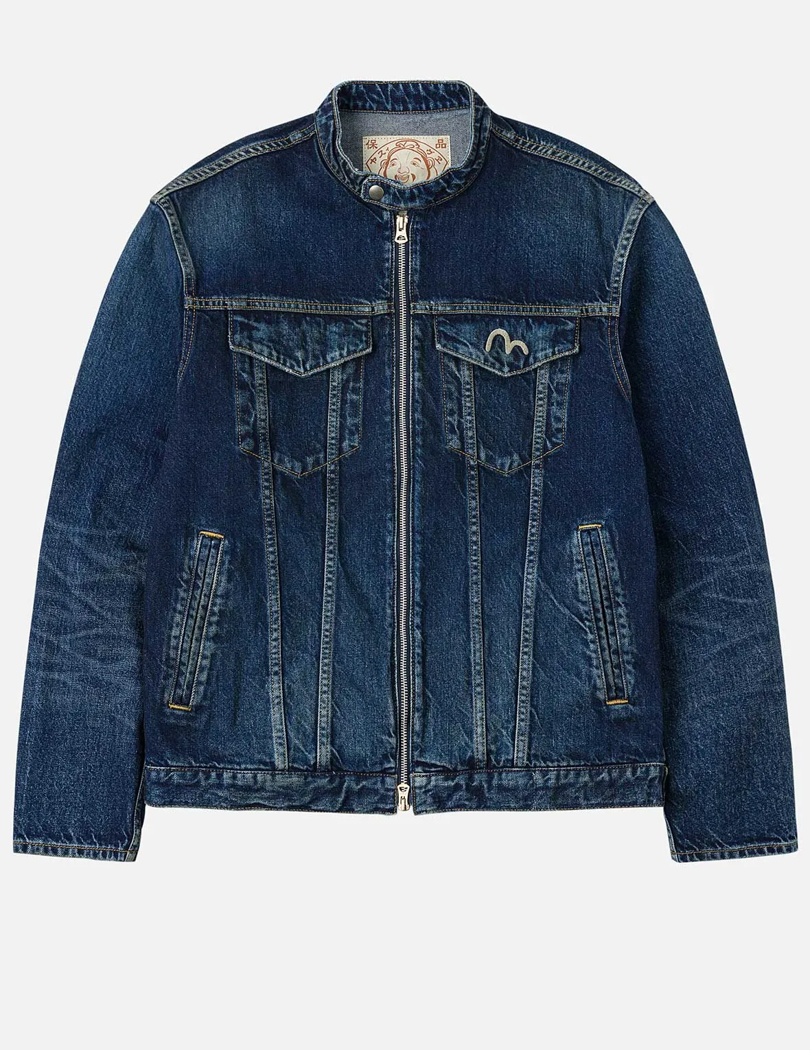 Seagull Embroidery Regular Fit Denim Rider Jacket sold by Evisu