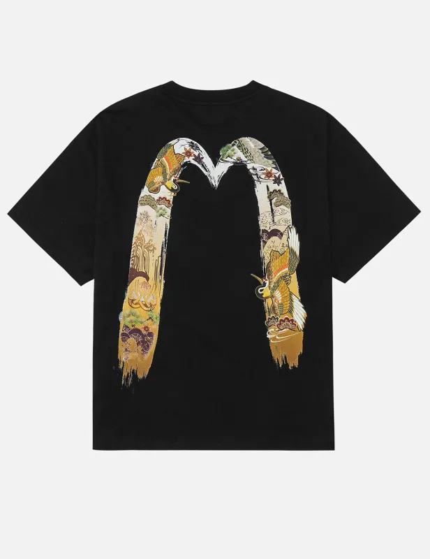 Logo and Crane Soaring Daicock Print Relax Fit T-shirt sold by Evisu