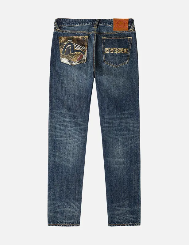 Brocade Patch Pocket Carrot Fit Jeans #2017 sold by Evisu