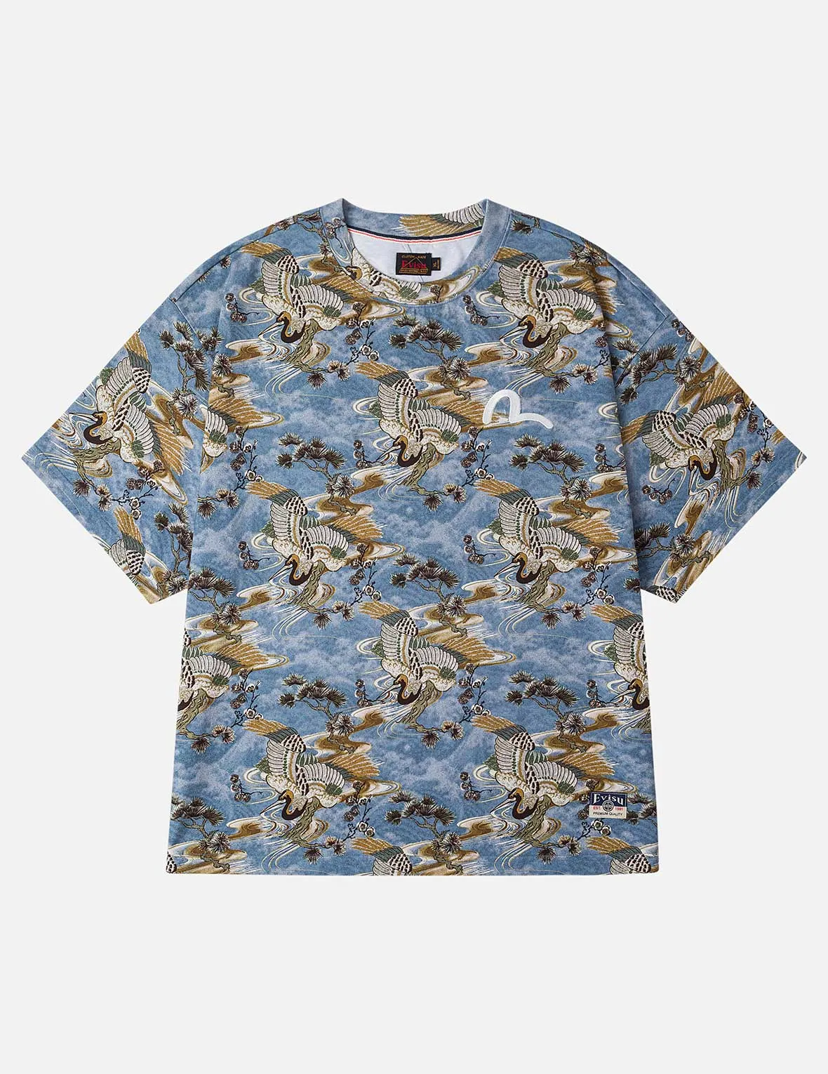 Allover Crane Print Relax Fit T-shirt sold by Evisu