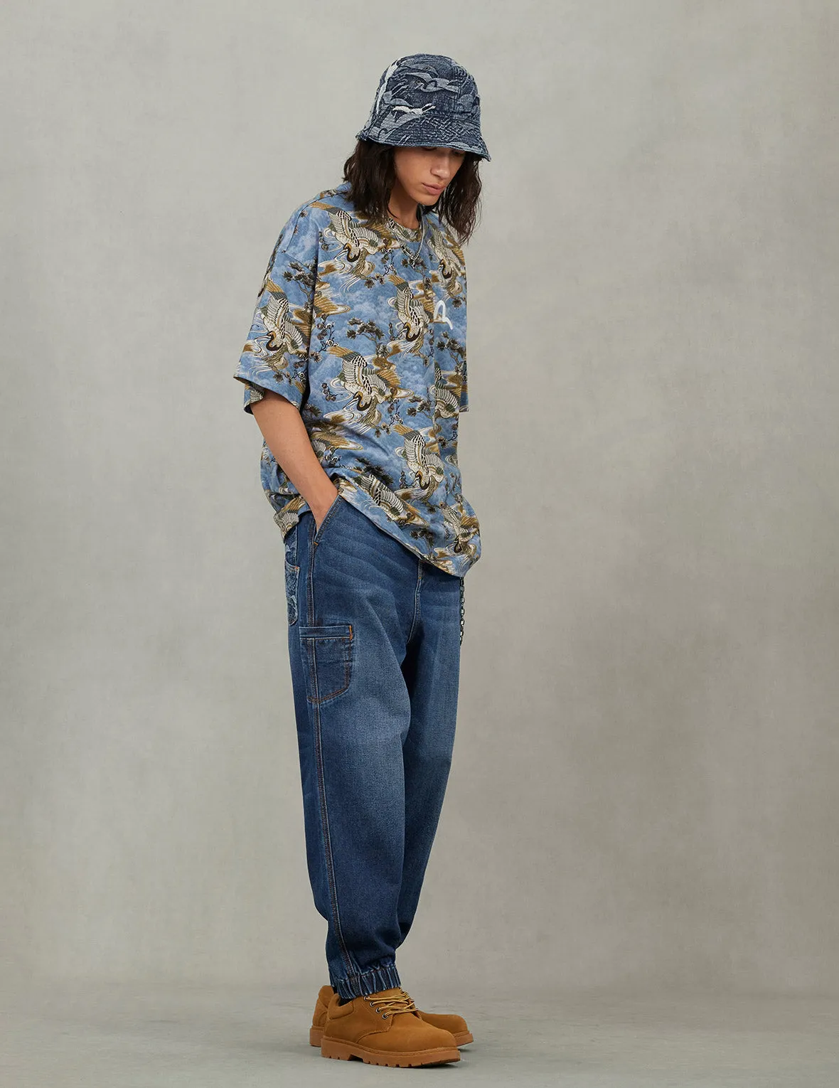 Allover Crane Print Relax Fit T-shirt sold by Evisu product image thumbnail 5