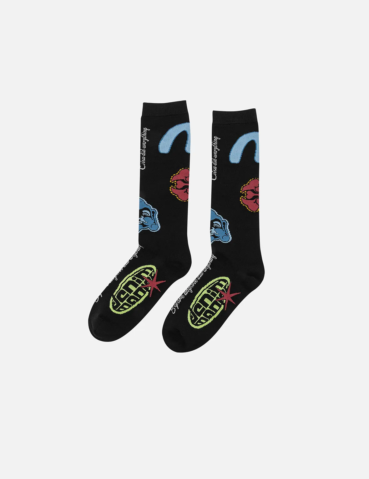 EVISU Multiple Logo Jacquard Long Socks sold by Evisu