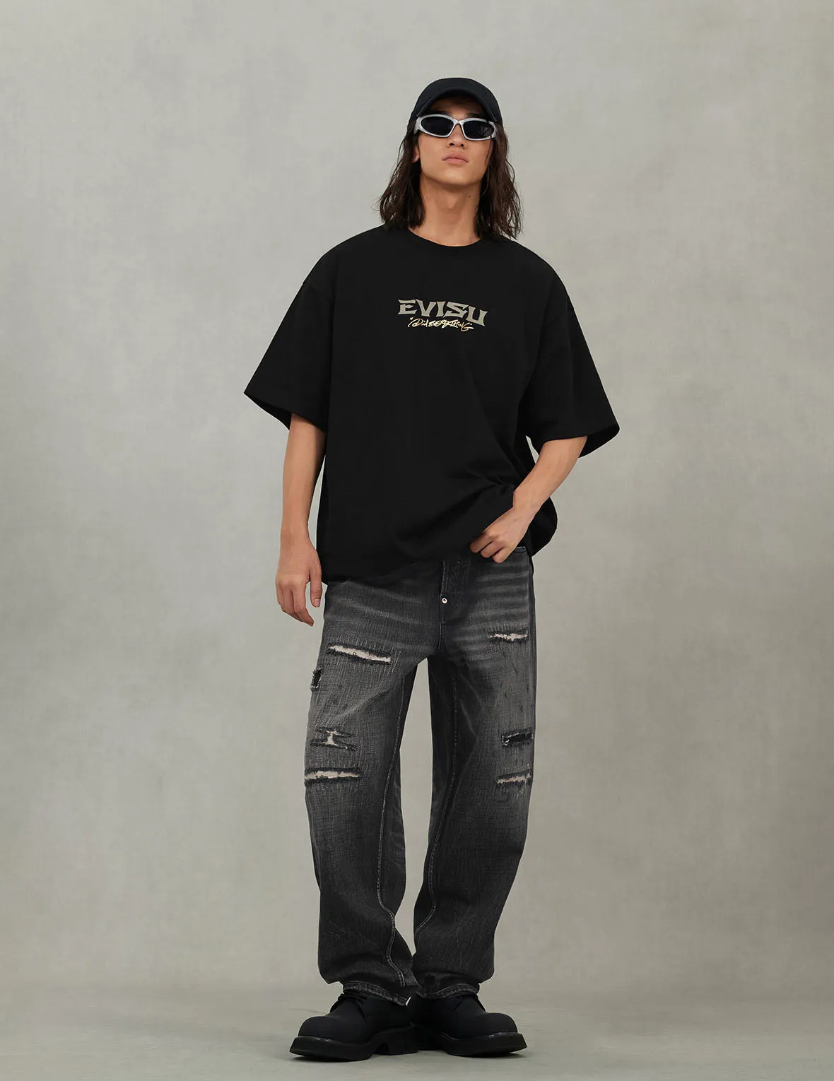 7-Pocket Design Washed Relax Vintage Straight Fit Jeans #2030 sold by Evisu product image thumbnail 5