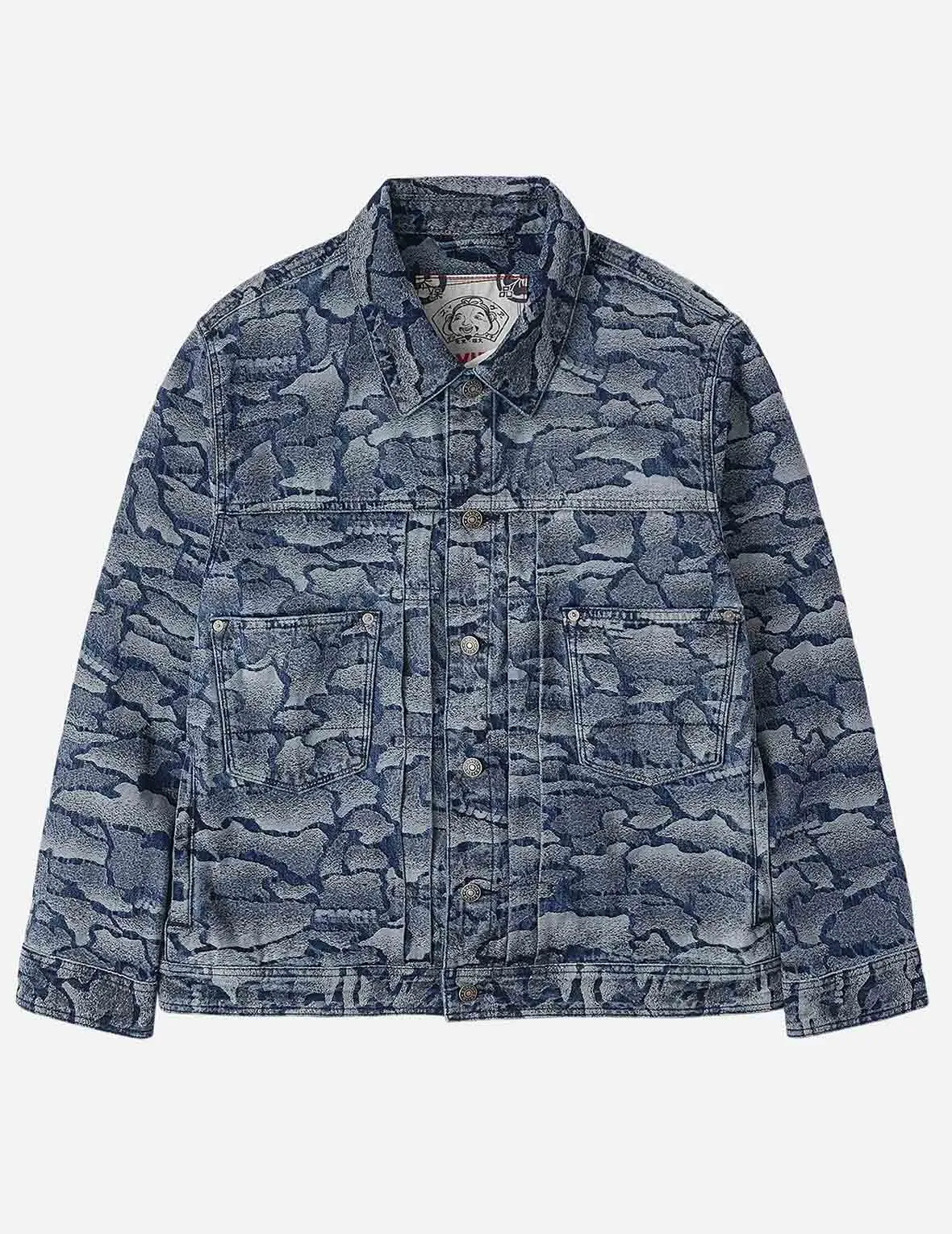 Allover Ishigaki Camouflage Jacquard Regular Fit Denim Jacket sold by Evisu product image thumbnail 3