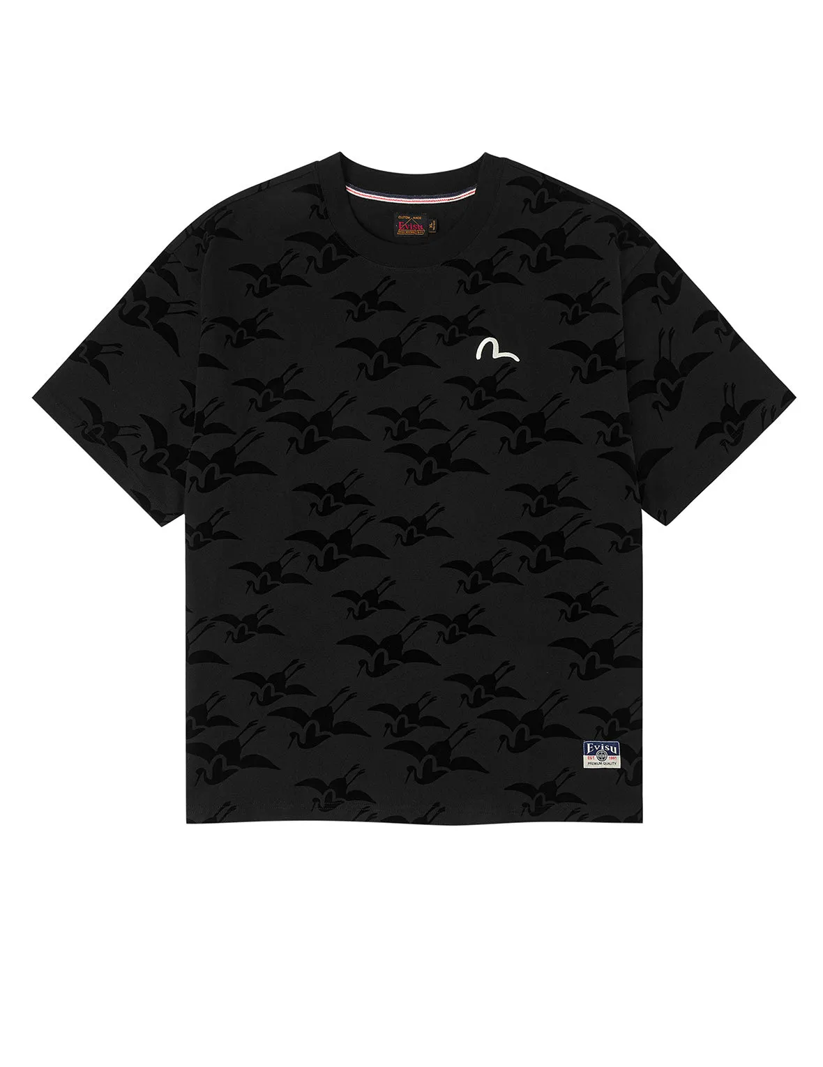 Allover Seagull Crane Flocking Print Relax Fit T-shirt sold by Evisu