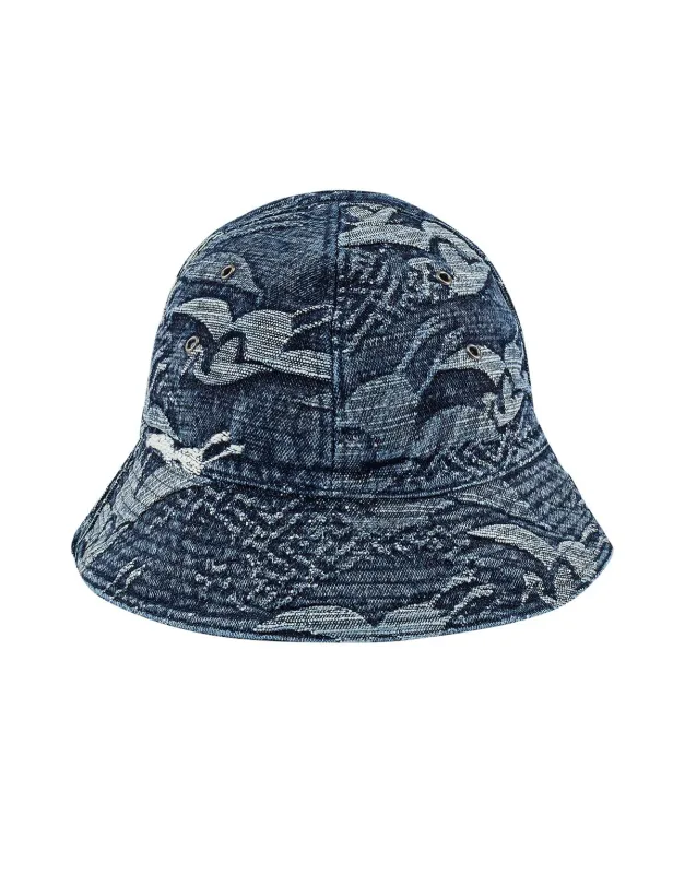 Allover Seagull Crane Jacquard Bucket Hat sold by Evisu