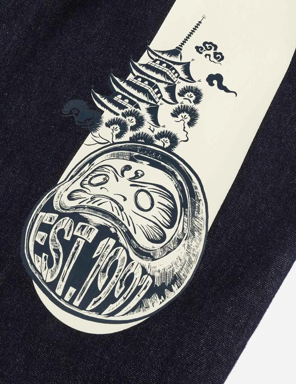 Daruma and Wheel of Wisdom Daicock Print Loose Fit Denim Joggers sold by Evisu product image thumbnail 5