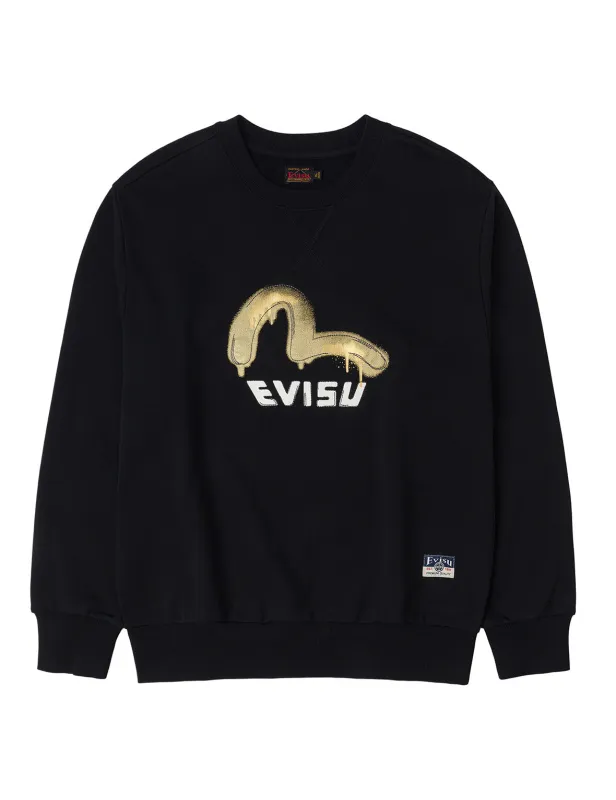 Graffiti Seagull Print and Sashiko Relax Fit Sweatshirt sold by Evisu