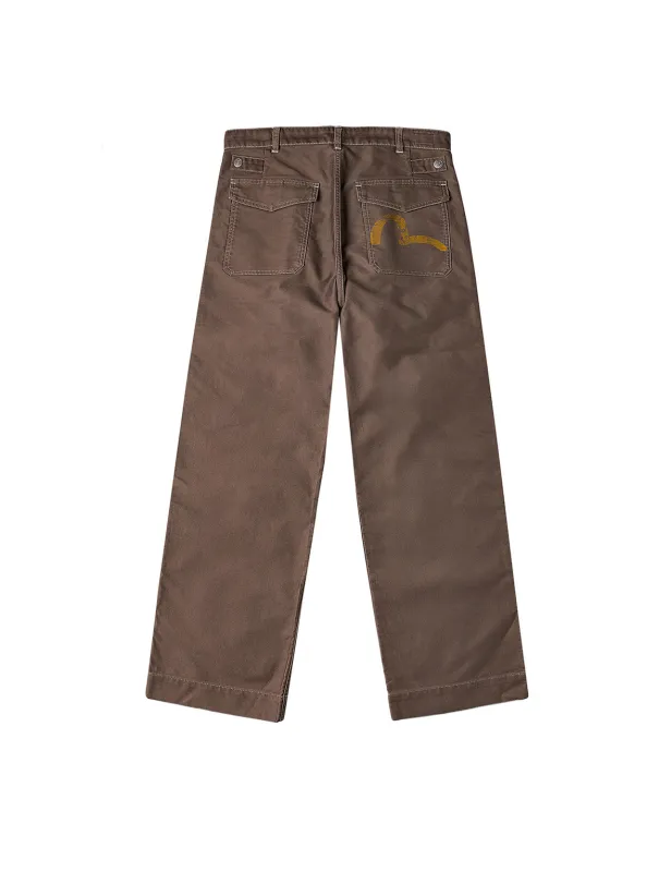 Hand-Painted Seagull Print Relax Fit Flight Pants sold by Evisu