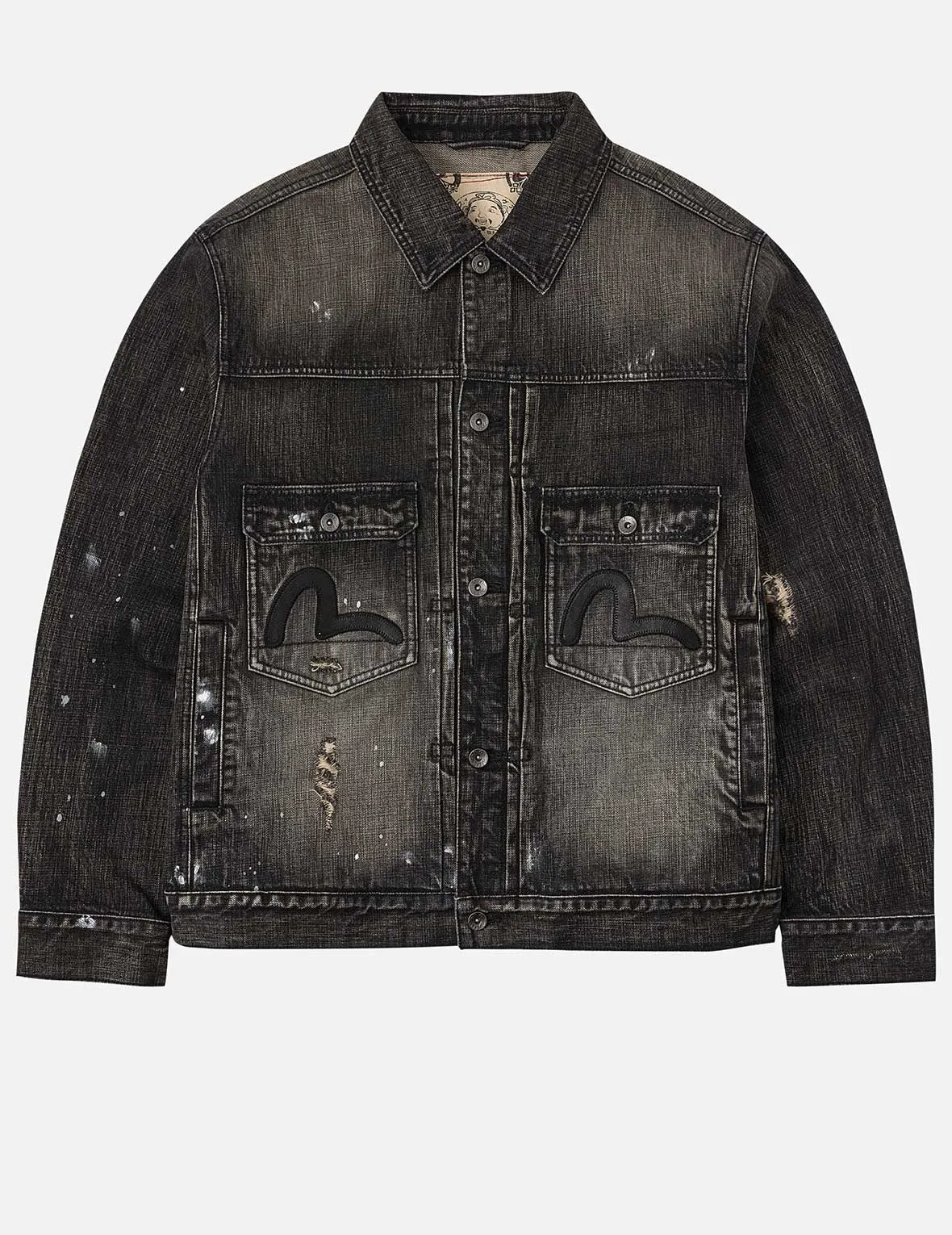 Leather Seagull Appliqué Relax Fit Denim Jacket sold by Evisu product image thumbnail 3