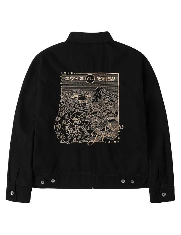 Lion Dance and Mountain Embroidery Regular Fit Worker Jacket sold by Evisu