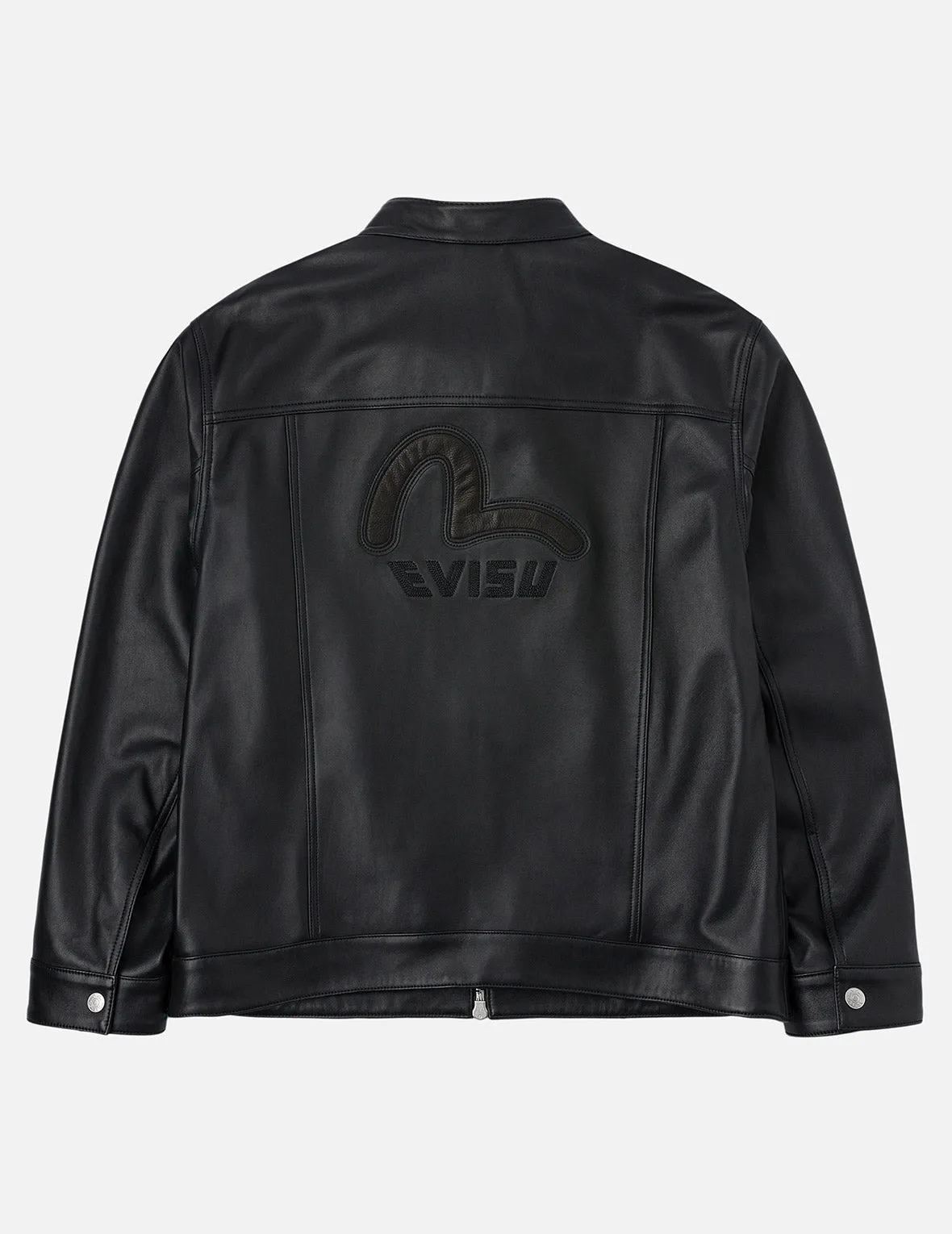 Logo and Seagull Embroidery Regular Fit Leather Jacket sold by Evisu product image thumbnail 3
