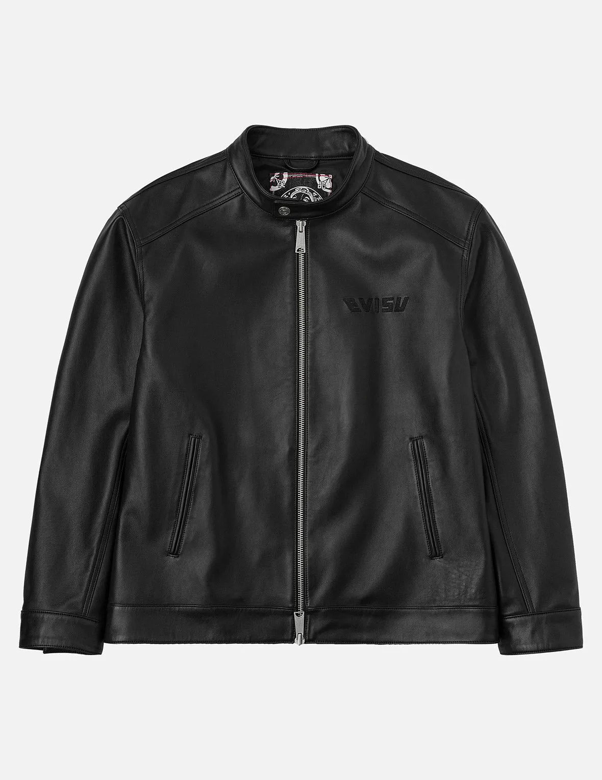 Logo and Seagull Embroidery Regular Fit Leather Jacket sold by Evisu product image thumbnail 4