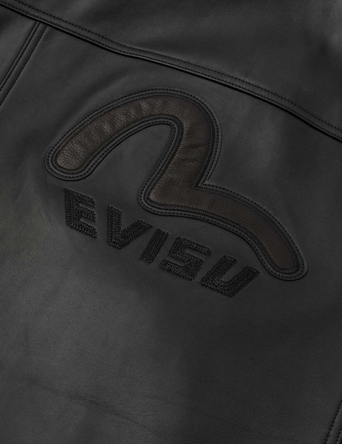 Logo and Seagull Embroidery Regular Fit Leather Jacket sold by Evisu product image thumbnail 5