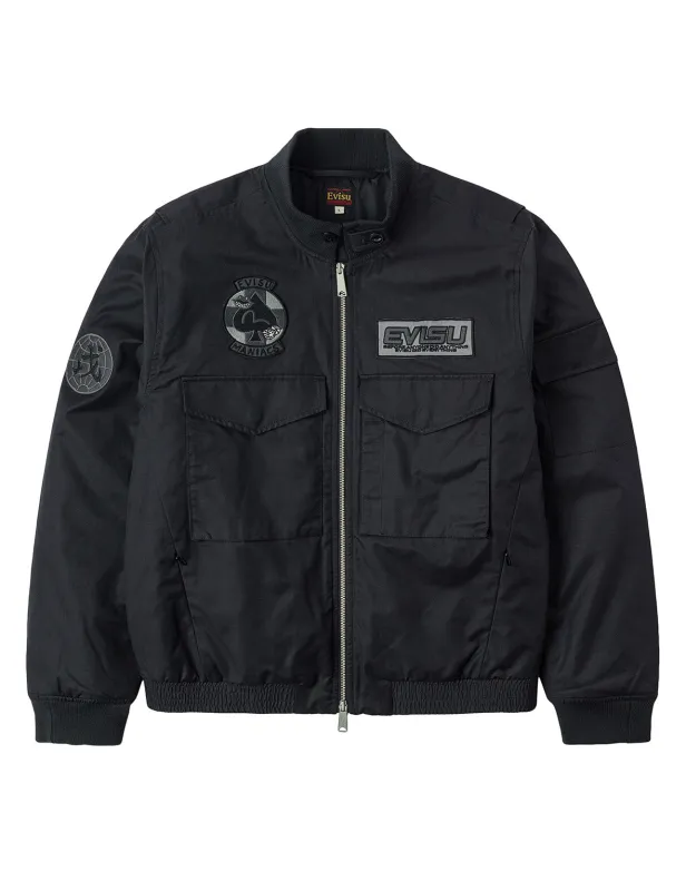 Multi Logo Badges Embroidery Regular Fit Padded Bomber Jacket sold by Evisu