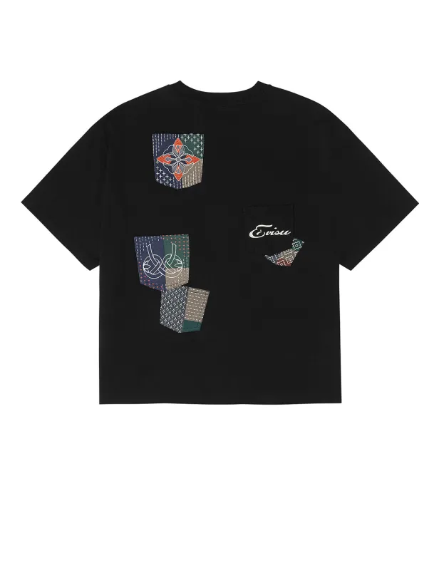 Multi-pocket Color Blocking Sashiko Loose Fit T-shirt sold by Evisu