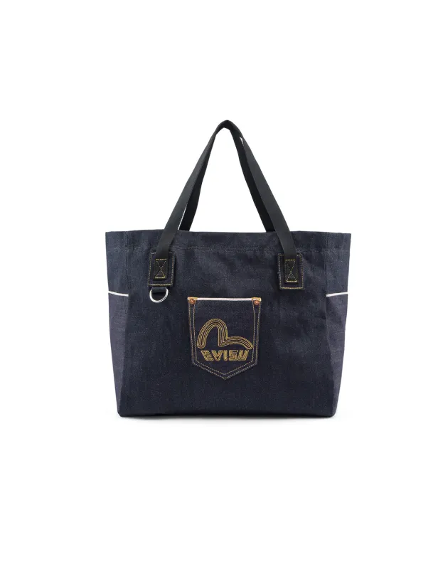 Seagull Embroidery Denim Tote Bag sold by Evisu