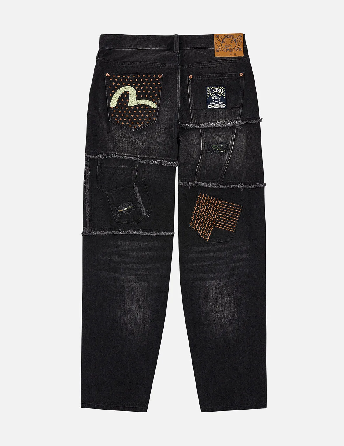 Washed Deconstructed Sashiko Relax Straight Fit Jeans #2030 sold by Evisu product image thumbnail 3