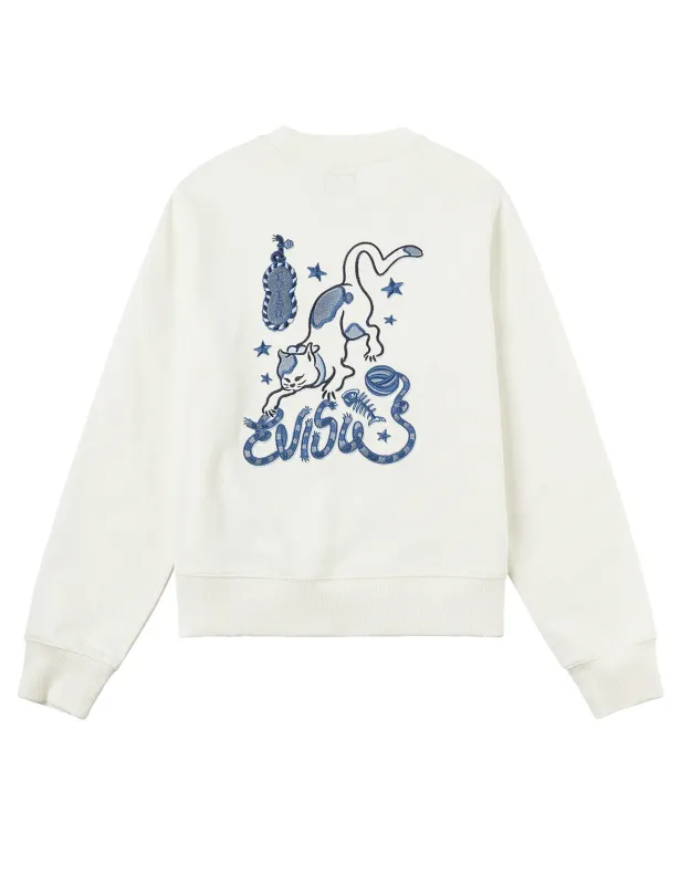 Cat and Logo Embroidery Regular Fit Sweatshirt sold by Evisu