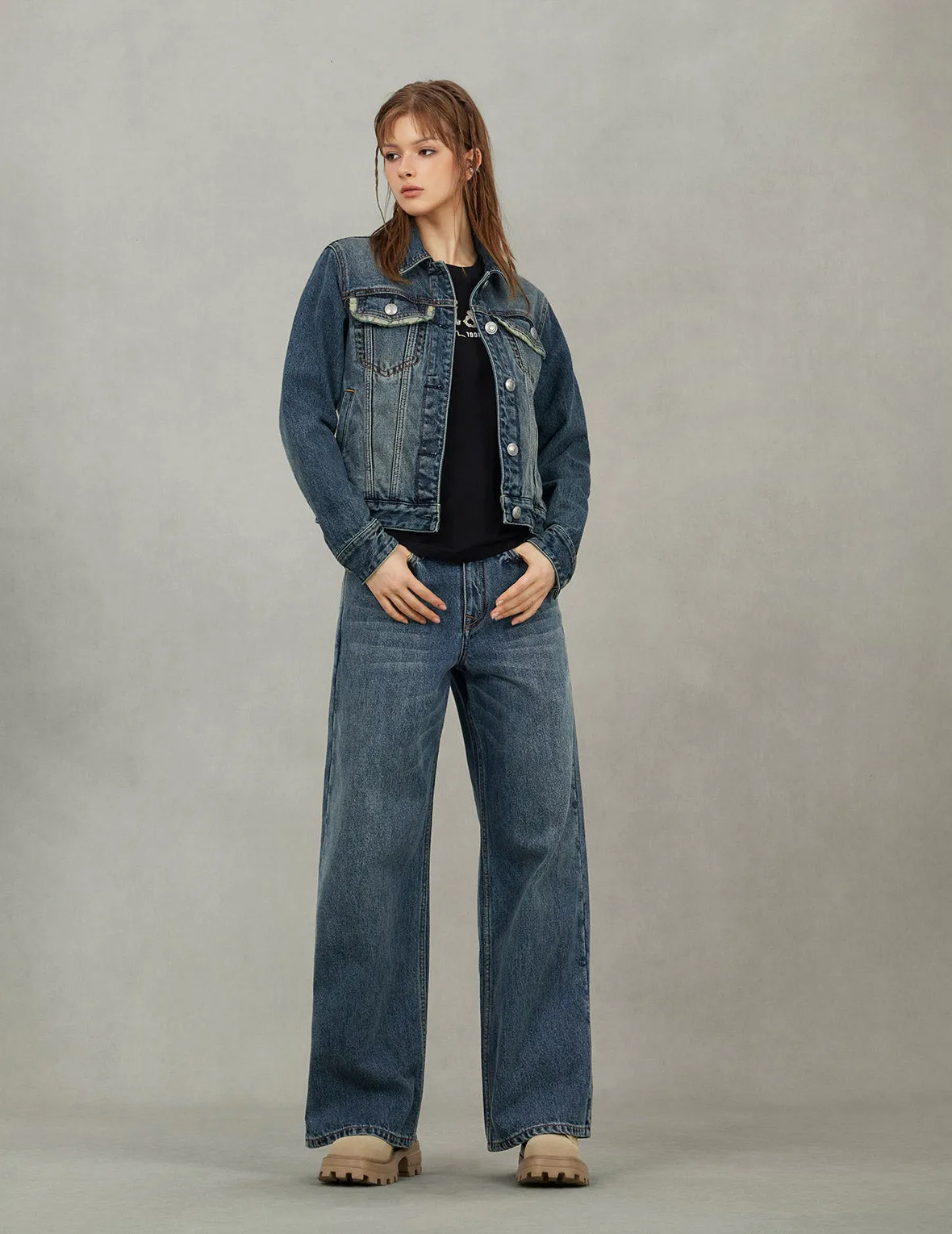 Brocade Inserted Daicock Regular Fit Denim Jacket sold by Evisu product image thumbnail 5