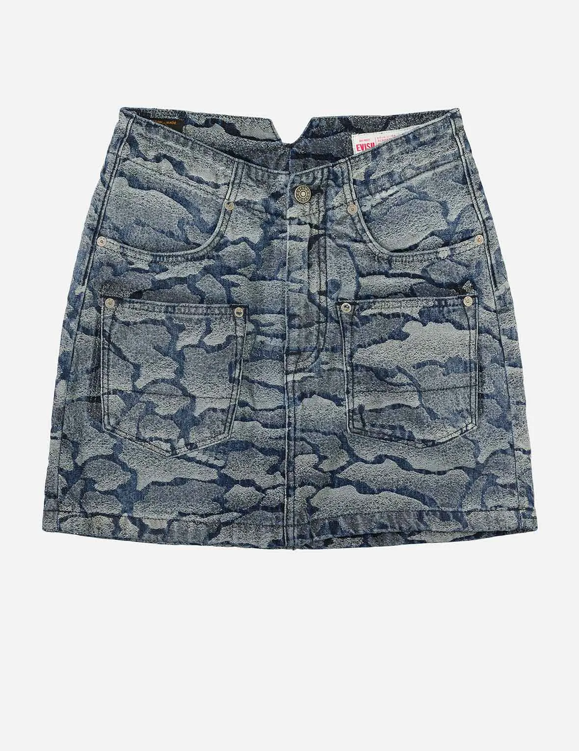 Allover Ishigaki Camouflage Jacquard Fashion Fit Denim Skirt sold by Evisu product image thumbnail 3