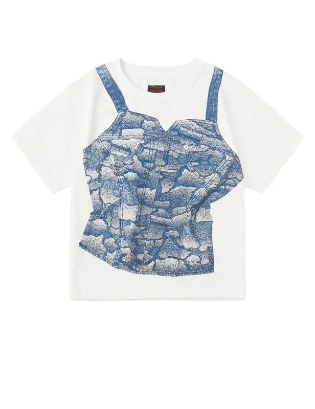 2-in-1 Ishigaki Camouflage Denim Corset Print Fashion Fit T-Shirt sold by Evisu