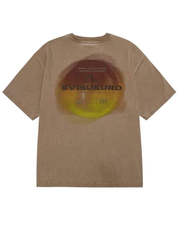 Washed Distressed Pocket and Gradient Print Loose Fit T-shirt sold by Evisu