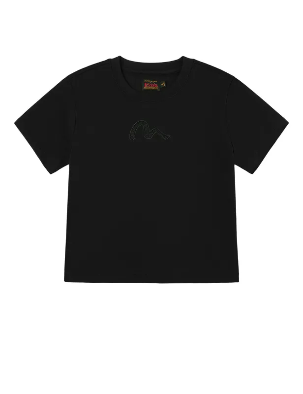 Slogan Embroidery and High-heeled Seagull Slim Fit T-Shirt sold by Evisu