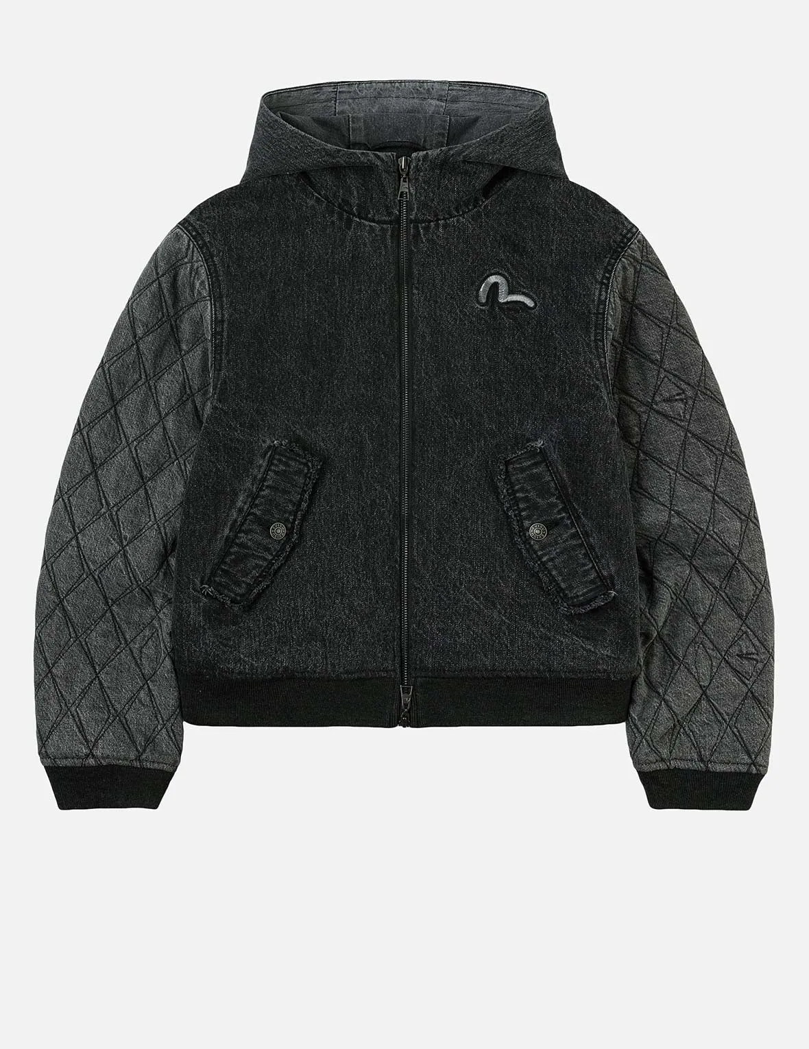 Seagull Embroidery Fashion Fit Hooded Padded Denim Jacket sold by Evisu product image thumbnail 3