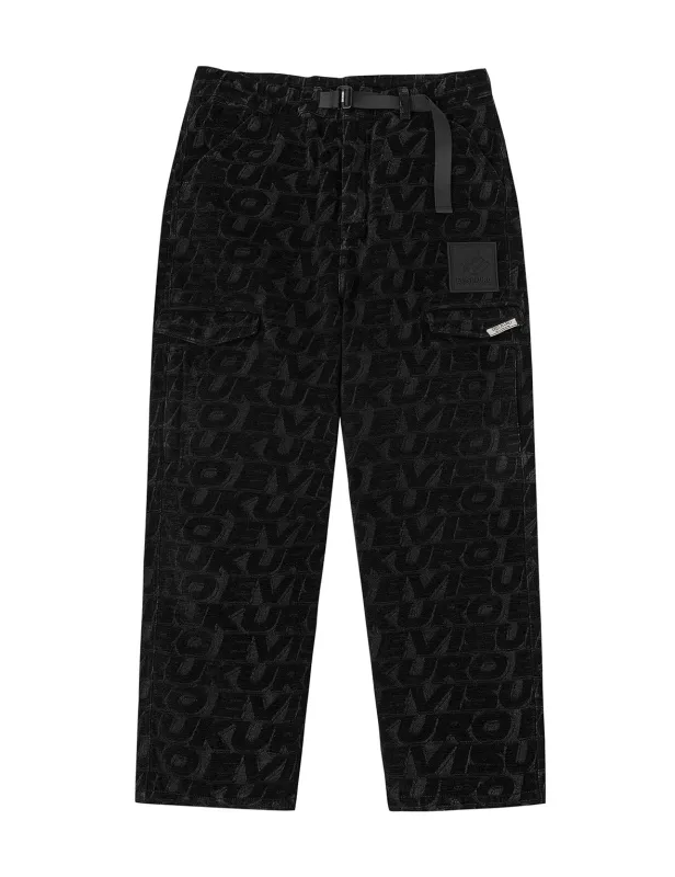 Monogram Allover Jacquard Relax Fit Worker Pants sold by Evisu