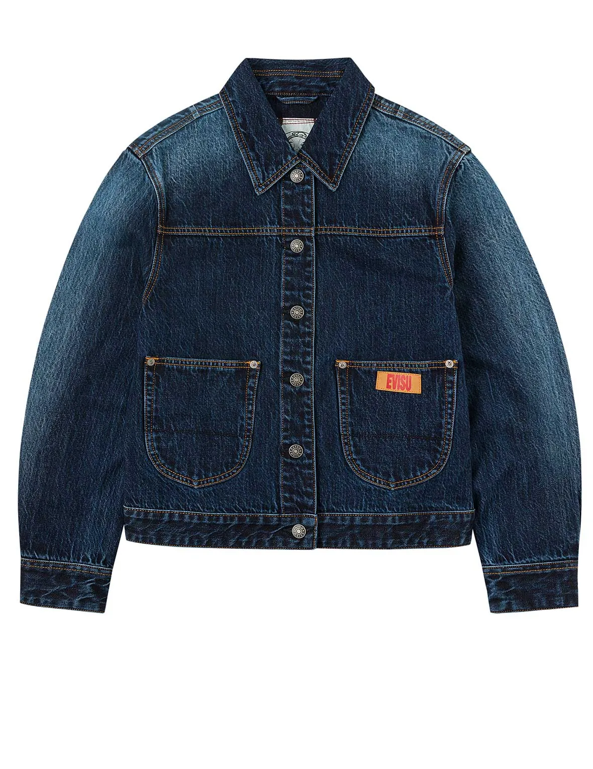 Gradient Print Loose Fit Washed Denim Jacket sold by Evisu