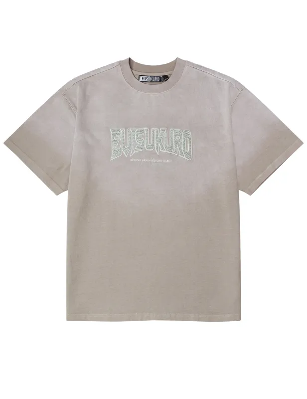 EVISUKURO Waffle Embroidery and Spray Dye Relax Fit T-shirt sold by Evisu