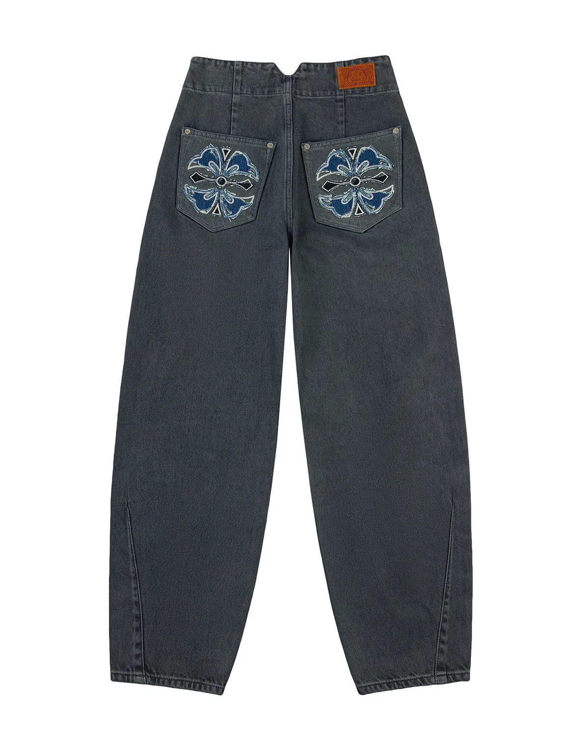 Distressed Kamon Appliqué Embroidery Balloon Fit Jeans sold by Evisu