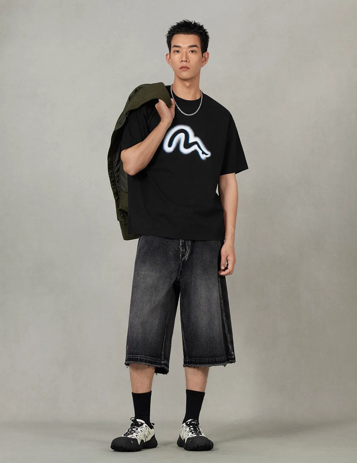 Distressed Daicock Print Fashion Fit Denim Shorts sold by Evisu product image thumbnail 5