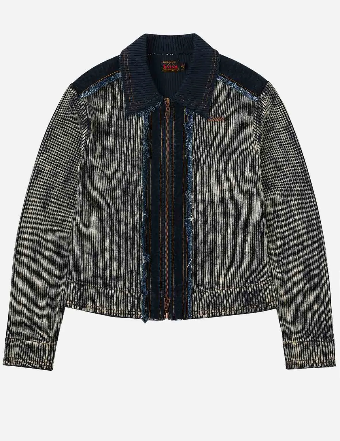 Denim Panelled Fashion Fit Zip-Up Cardigan sold by Evisu product image thumbnail 3