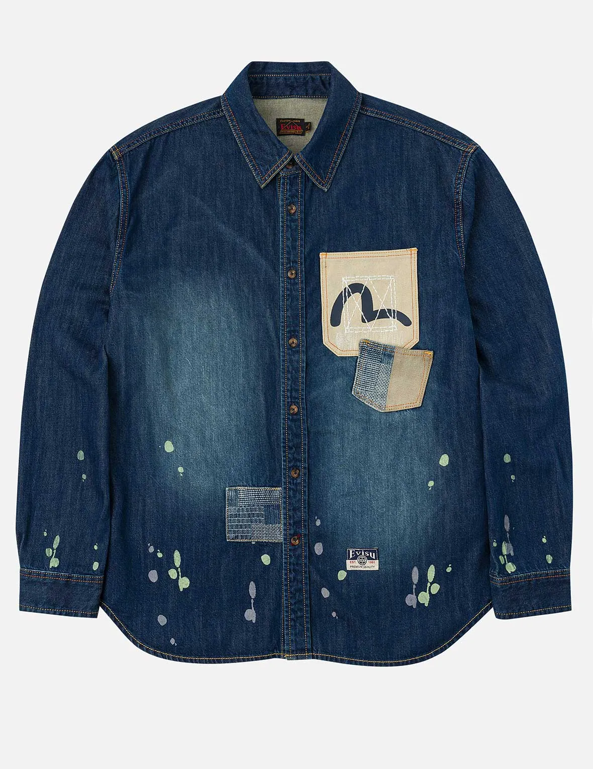 Shshiko Kamon Relax Fit Denim Shirt sold by Evisu product image thumbnail 3