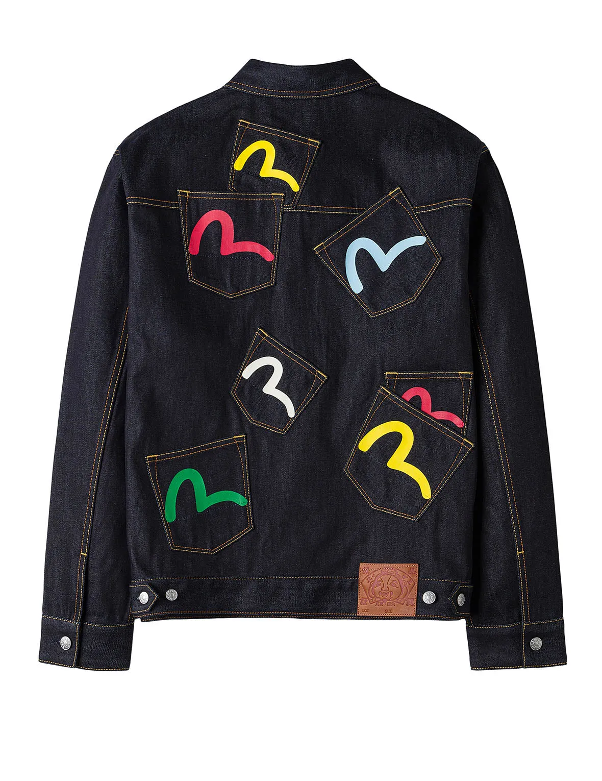 Seagull Print and Multi-Pocket Relax Fit Denim Jacket sold by Evisu