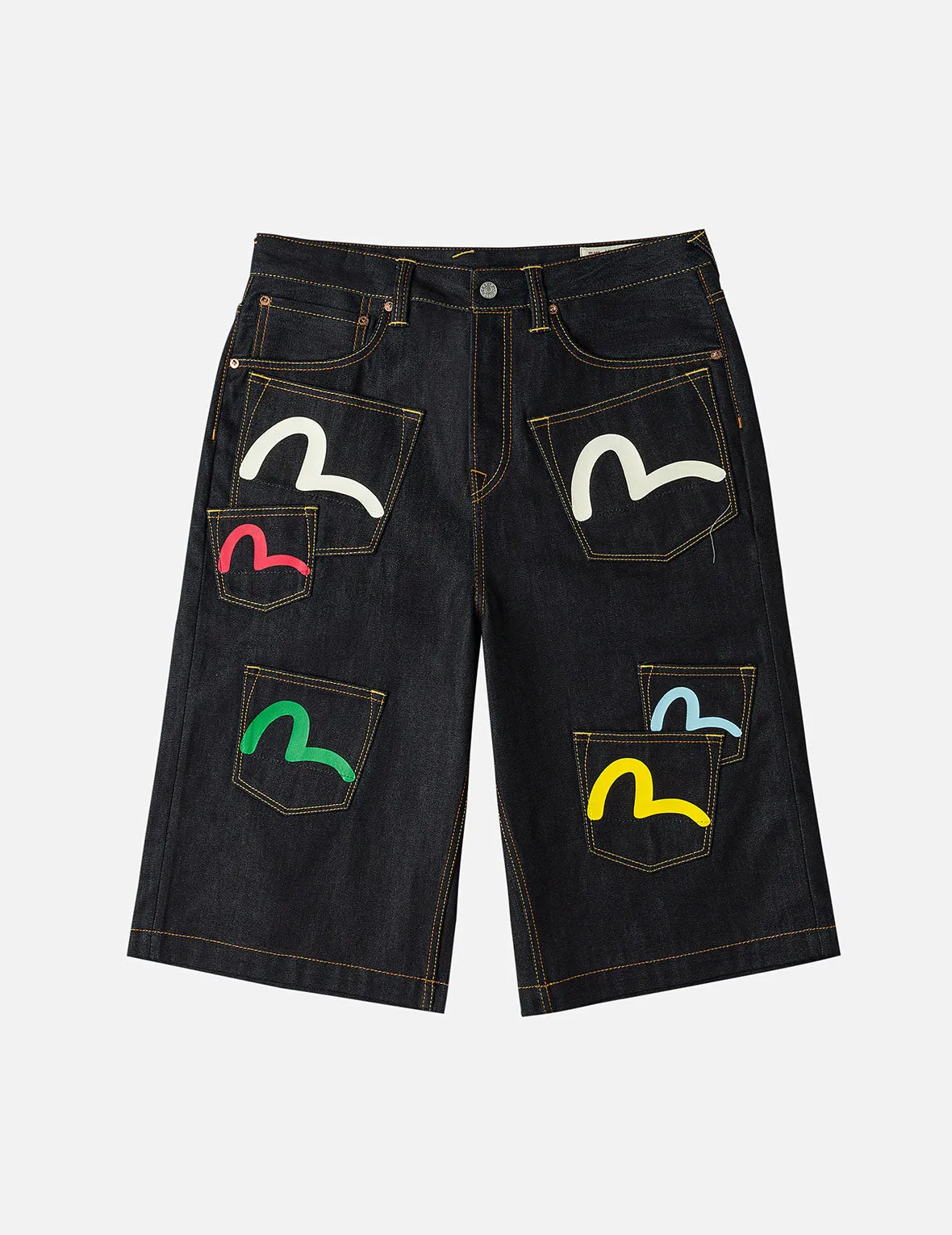 Seagull Print and Multi-Pocket Fashion Fit Denim Shorts sold by Evisu product image thumbnail 3
