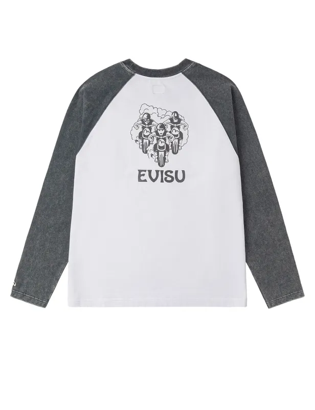 Retro Motocross Print Relax Fit Long-sleeve T-shirt sold by Evisu