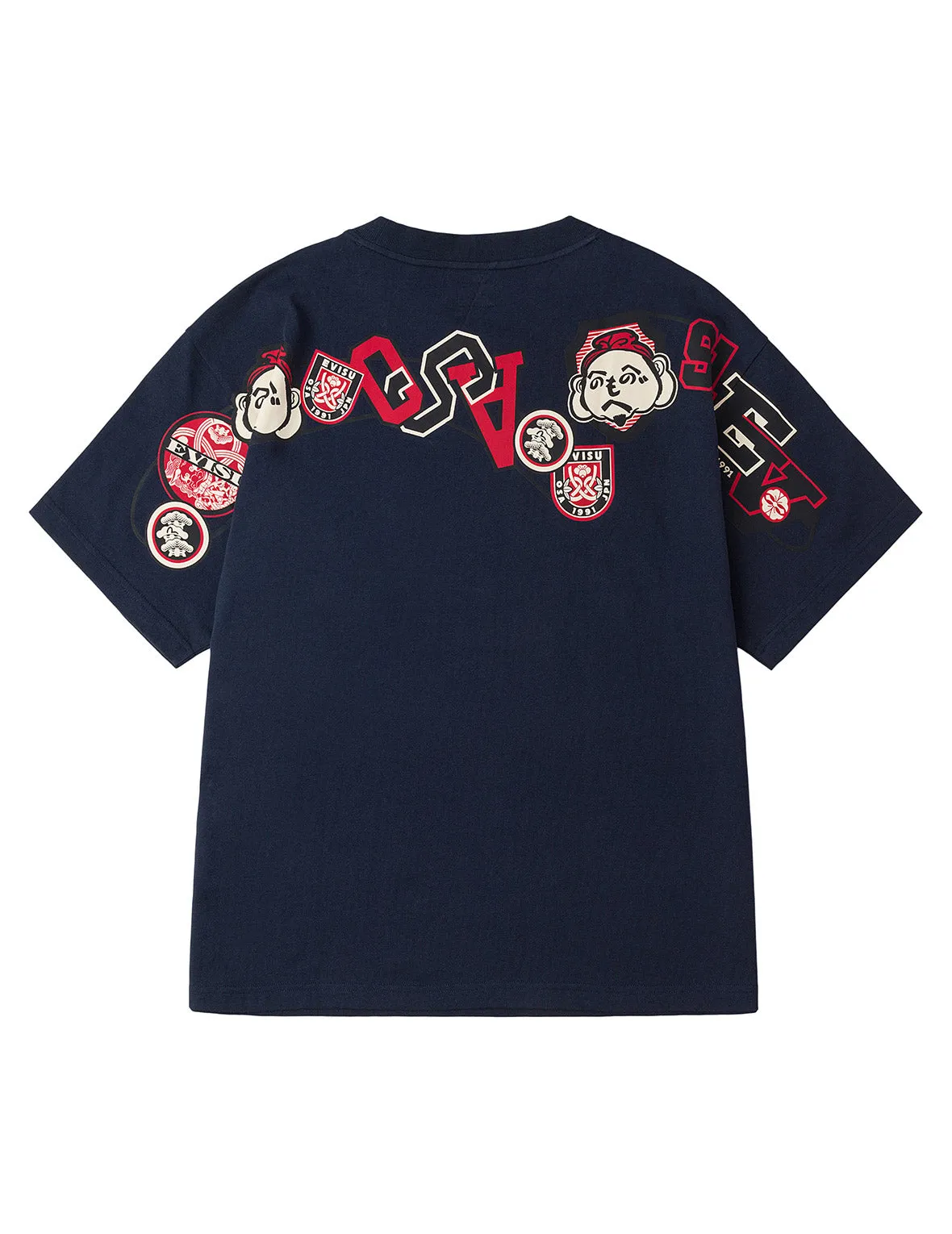 Henohenomohe Godhead and Wheel of Wisdom tag Daicock Print Relax Fit T-Shirt sold by Evisu