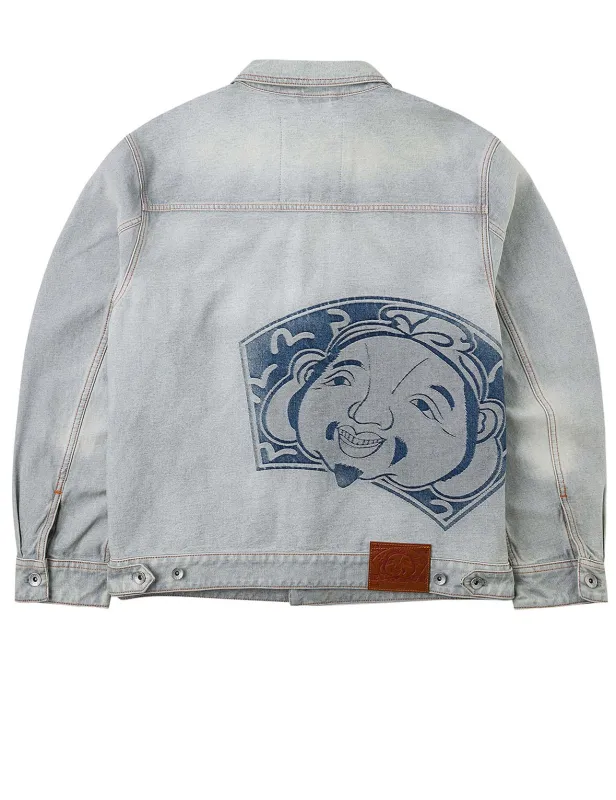 Godhead Jacquard Relax Fit Denim Jacket sold by Evisu