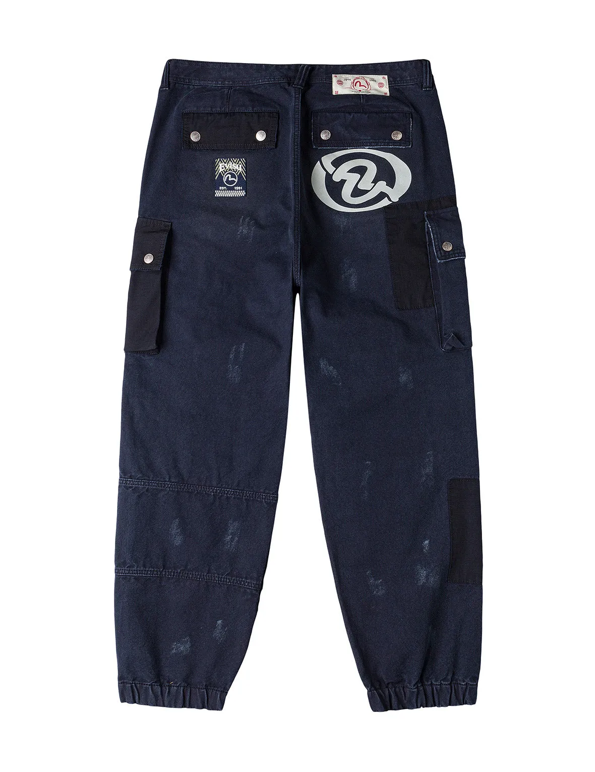 Dual Seagull Print Loose Fit Washed Woven Cargo Joggers sold by Evisu product image thumbnail 2