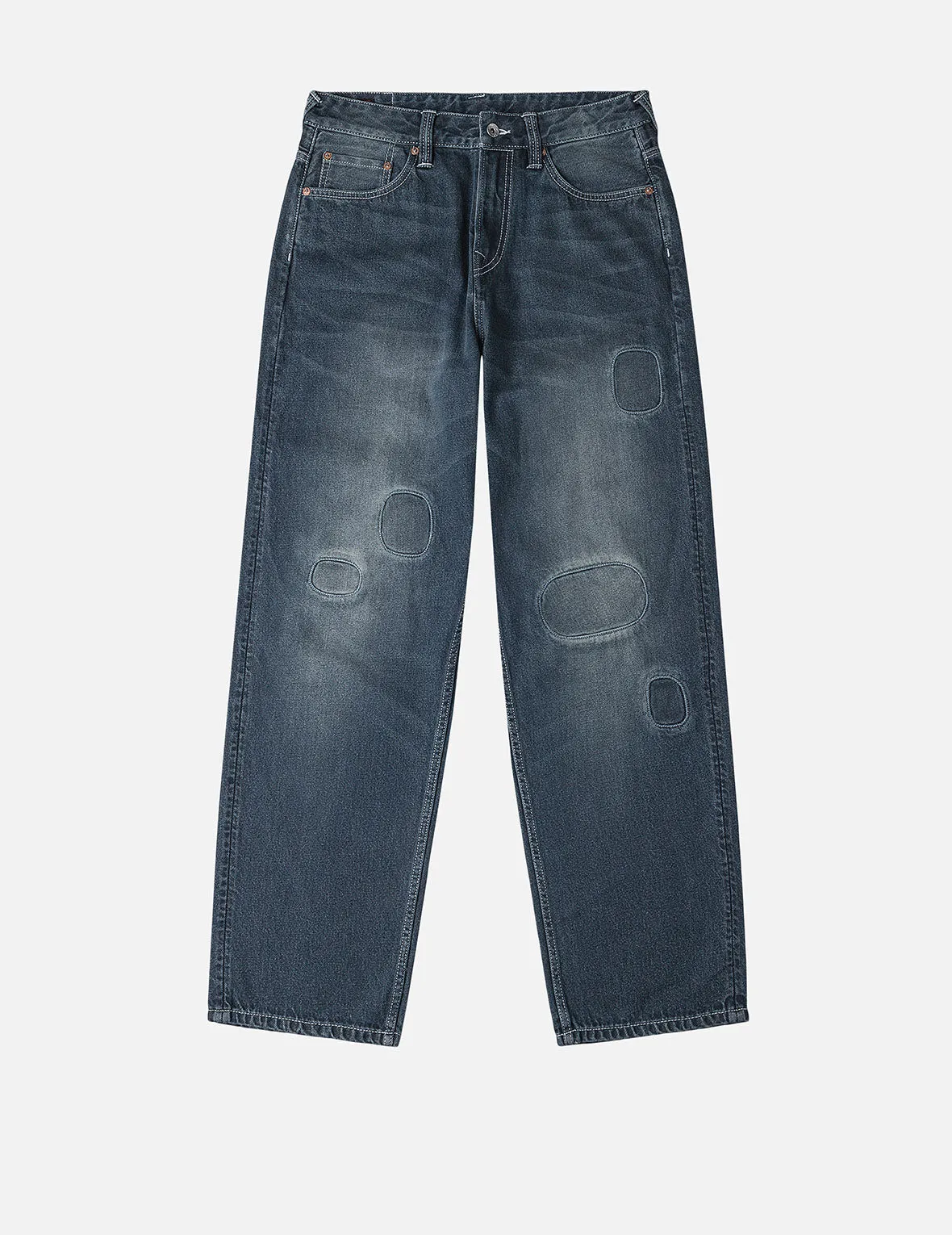 Distressed Seagull Print with Irregular Patches Loose Fit Denim Jeans sold by Evisu product image thumbnail 4