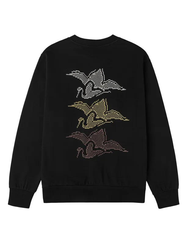 Crane and Seagull Embroidery Relax Fit Sweatshirt sold by Evisu