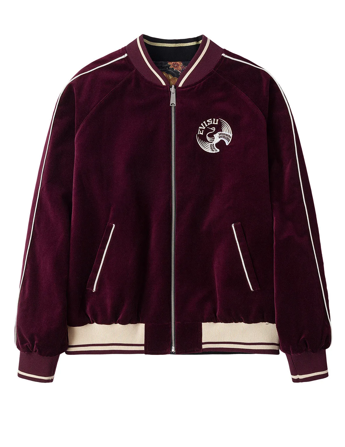 Crane and Logo Embroidery Regular Fit Reversible Bomber Jacket sold by Evisu product image thumbnail 2