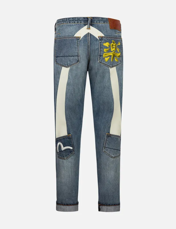 White Seagull Daicock Print Taper Fit Jeans #2017 sold by Evisu